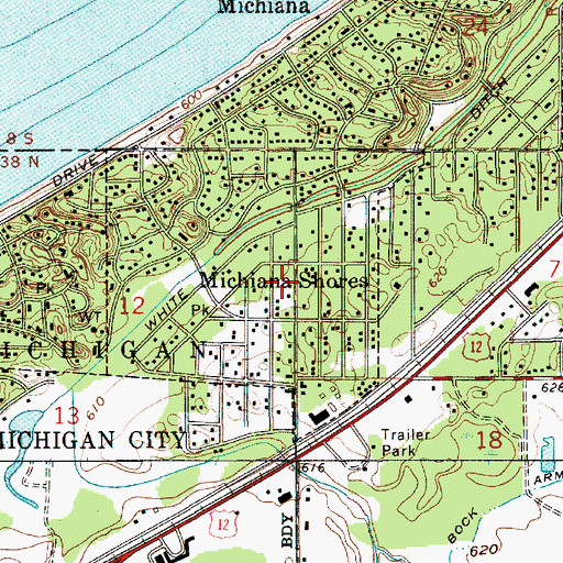 Topographic Map of Michiana Shores, IN