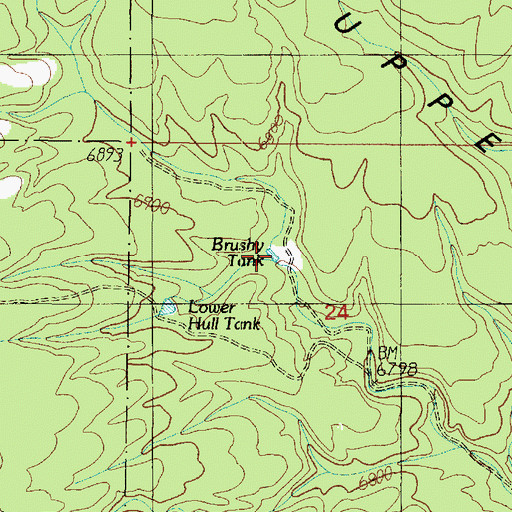 Topographic Map of Brushy Tank, AZ