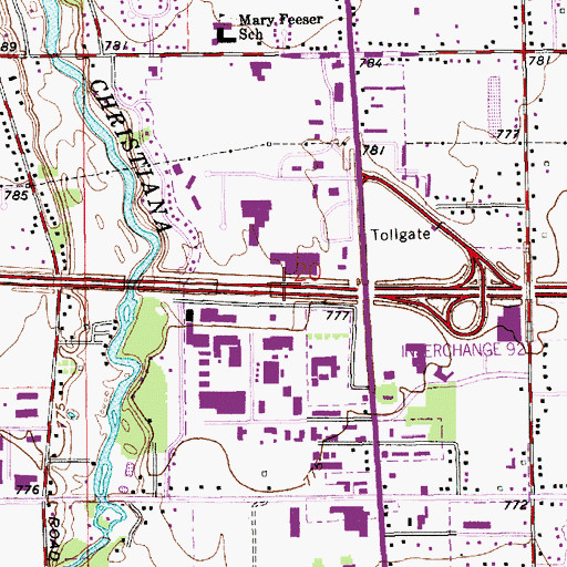 Topographic Map of Interchange 7, IN