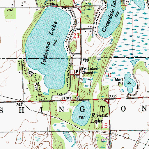 Topographic Map of Tri-Lakes Chapel, IN
