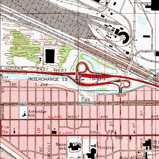 Topographic Map of Interchange 2, IN