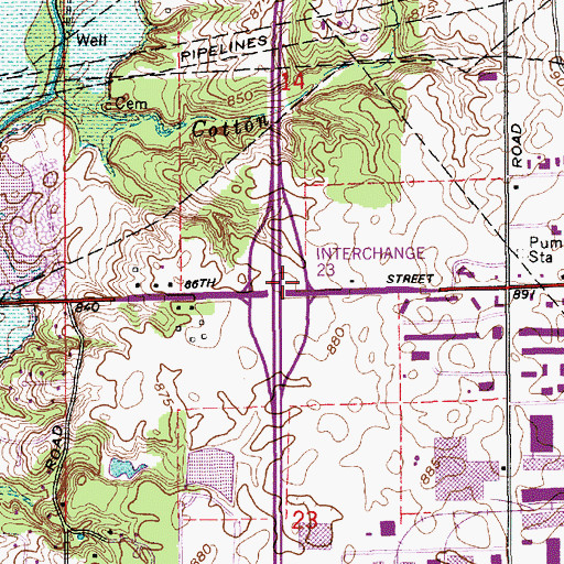 Topographic Map of Interchange 23, IN