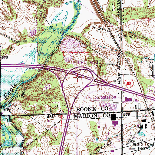 Topographic Map of Interchange 25, IN