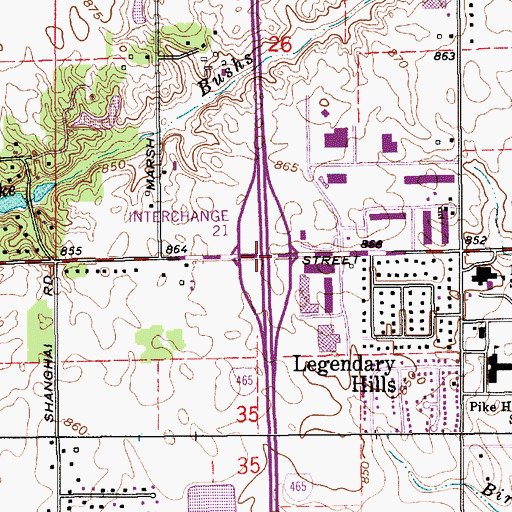 Topographic Map of Interchange 21, IN
