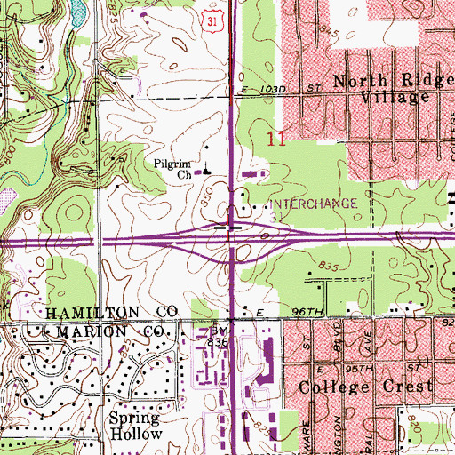 Topographic Map of Interchange 31, IN