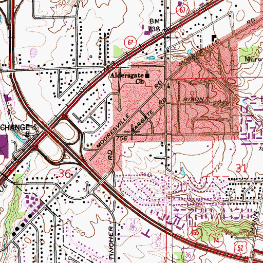 Topographic Map of Interchange 8, IN