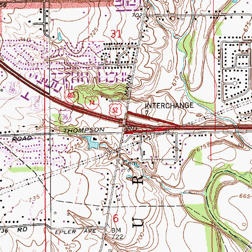 Topographic Map of Interchange 7, IN