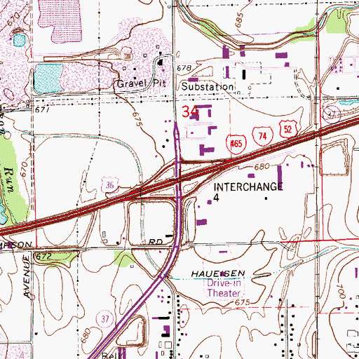 Topographic Map of Interchange 4, IN