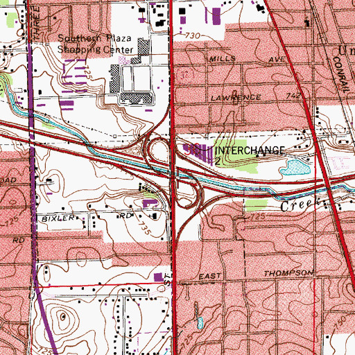 Topographic Map of Interchange 2, IN