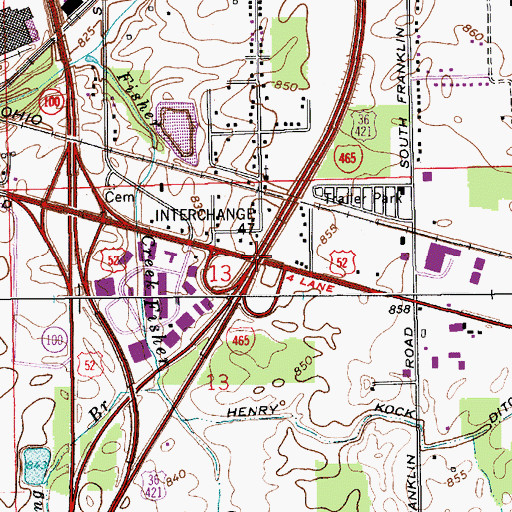 Topographic Map of Interchange 47, IN