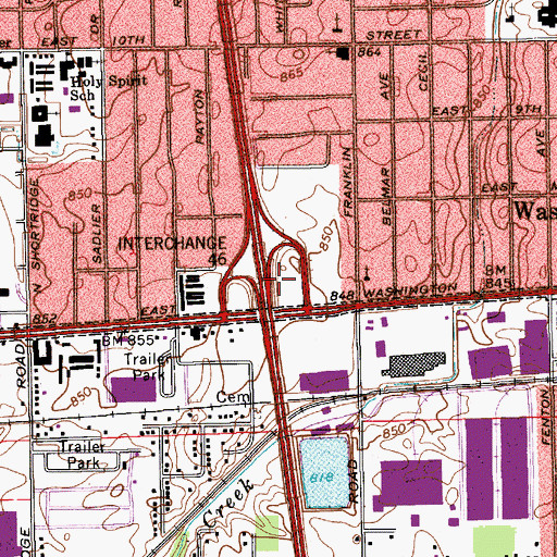 Topographic Map of Interchange 46, IN