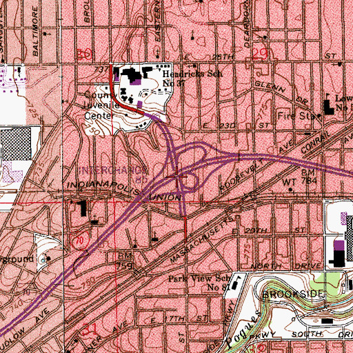 Topographic Map of Interchange 85, IN