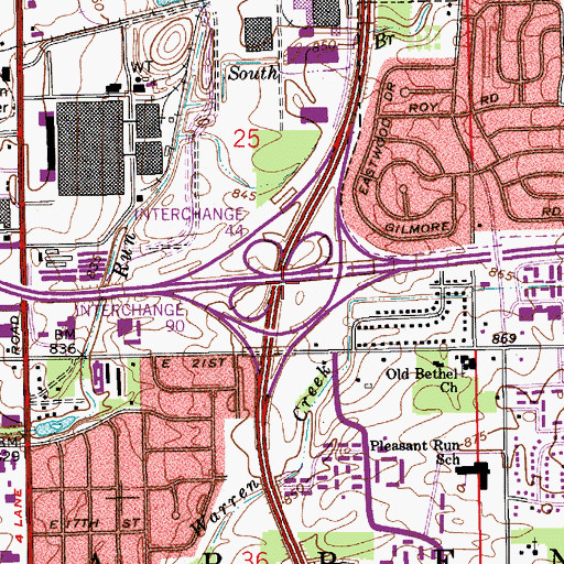 Topographic Map of Interchange 44, IN