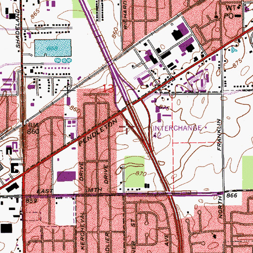 Topographic Map of Interchange 42, IN