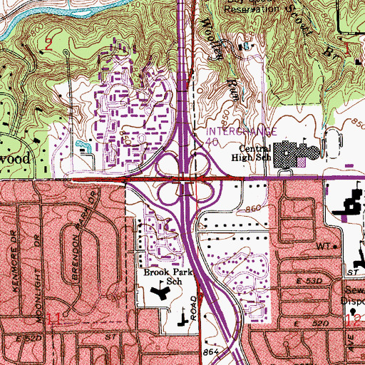 Topographic Map of Interchange 40, IN