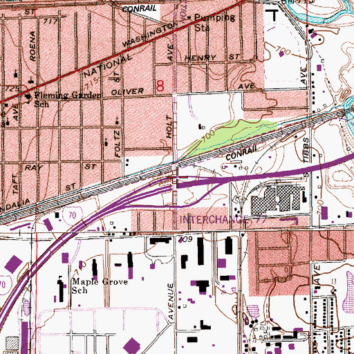 Topographic Map of Interchange 77, IN