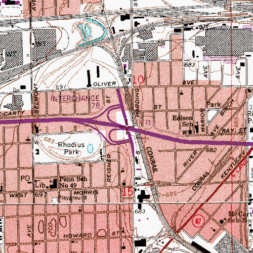 Topographic Map of Interchange 78, IN