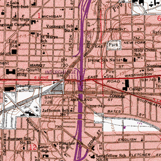 Topographic Map of Interchange 111, IN