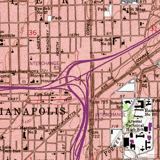 Topographic Map of Interchange 83, IN