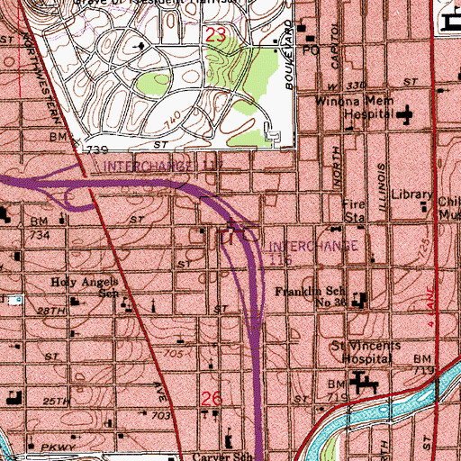 Topographic Map of Interchange 116, IN