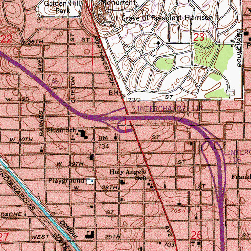 Topographic Map of Interchange 117, IN