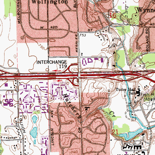 Topographic Map of Interchange 119, IN