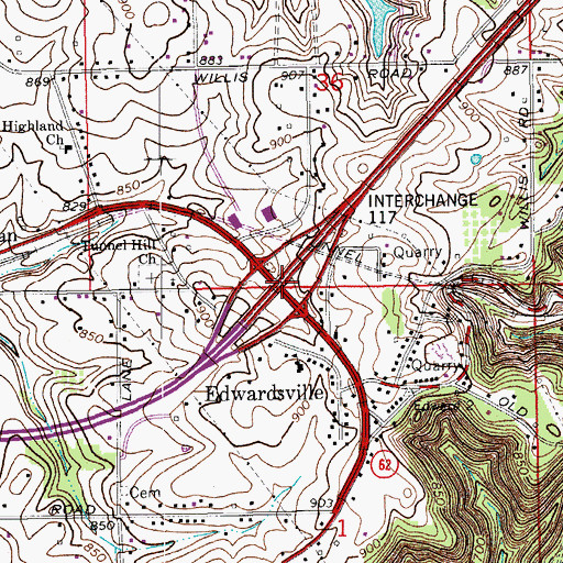 Topographic Map of Interchange 117, IN