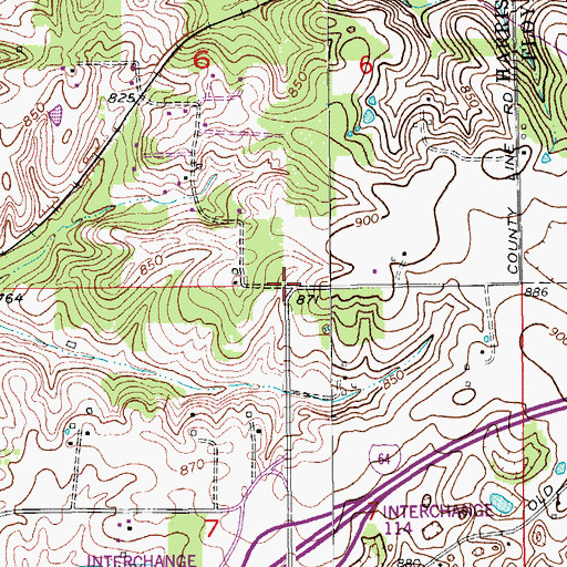 Topographic Map of Interchange 114, IN
