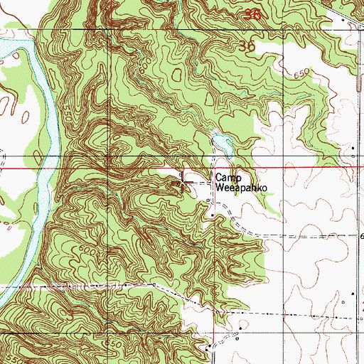 Topographic Map of Camp Weeapahko, IN