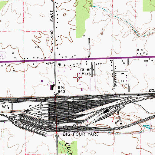 Topographic Map of Big Four Yard, IN