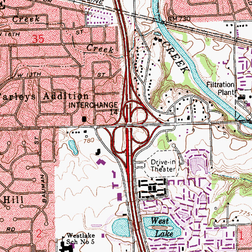 Topographic Map of Interchange 14, IN