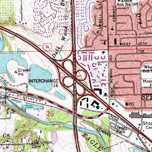 Topographic Map of Interchange 16, IN