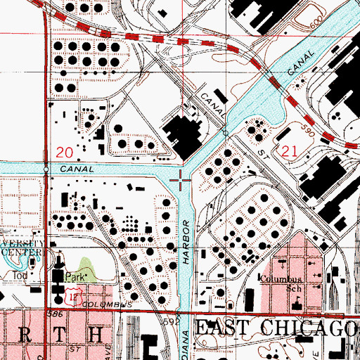 Topographic Map of The Forks, IN