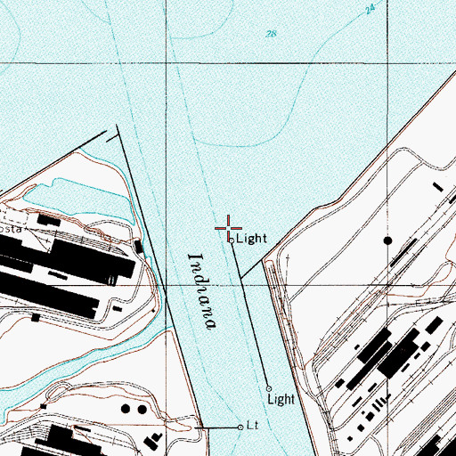 Topographic Map of Indiana Harbor East Breakwater Light, IN