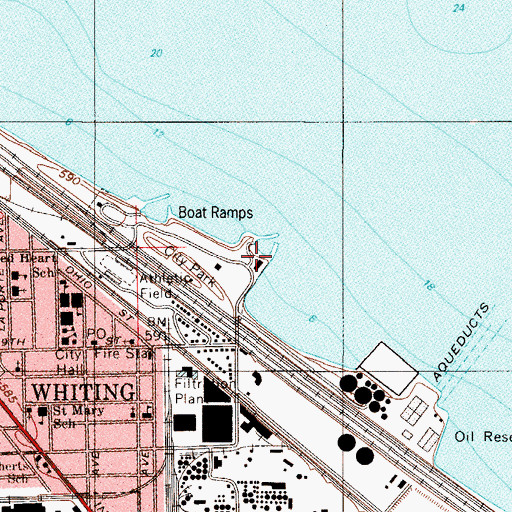 Topographic Map of Whiting Robertsdale Boat Club, IN