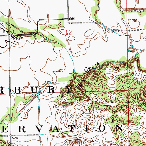Topographic Map of Prince Creek, IN