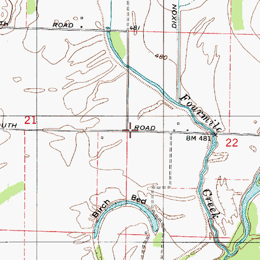 Topographic Map of Long Bed, IN