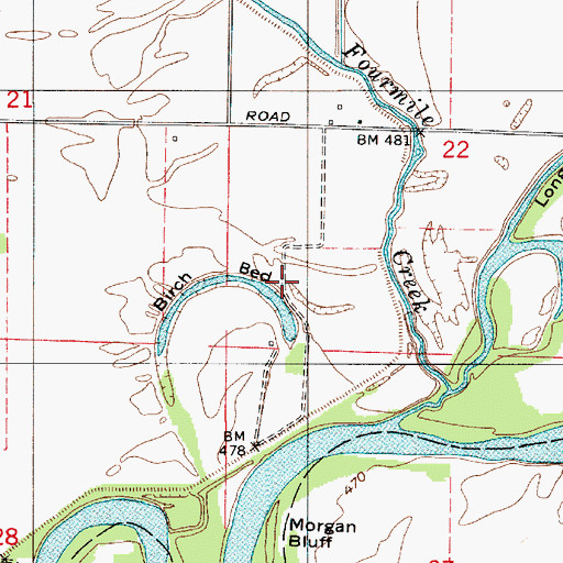 Topographic Map of Birch Bed, IN