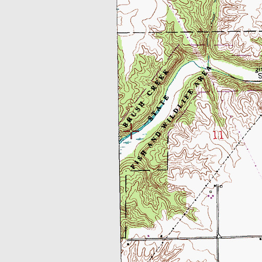 Topographic Map of Brush Creek State Fish and Wildlife Area, IN