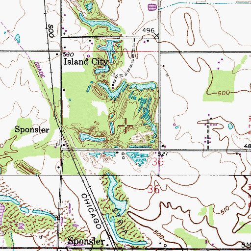Topographic Map of Sponsler, IN