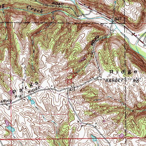 Topographic Map of Parks Ridge, IN
