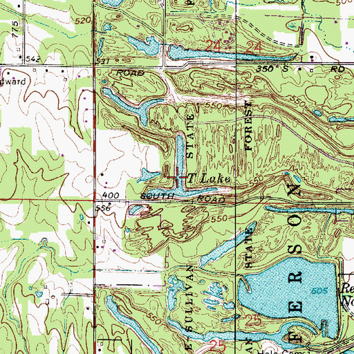 Topographic Map of T Lake, IN