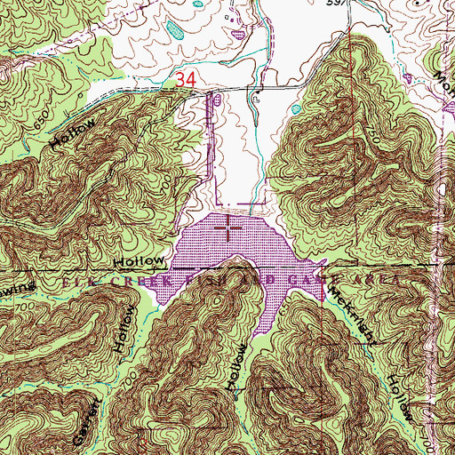 Topographic Map of Elk Creek Fish and Game Area, IN