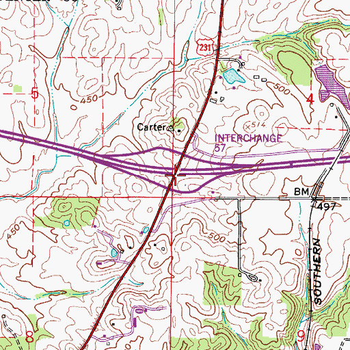 Topographic Map of Interchange 57, IN