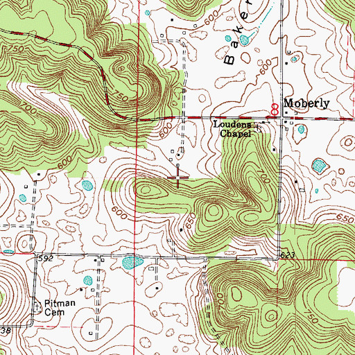 Topographic Map of Baker Hollow, IN