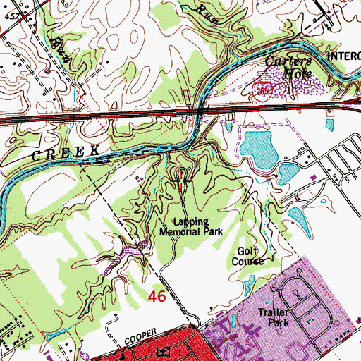 Topographic Map of Lapping Memorial Park, IN