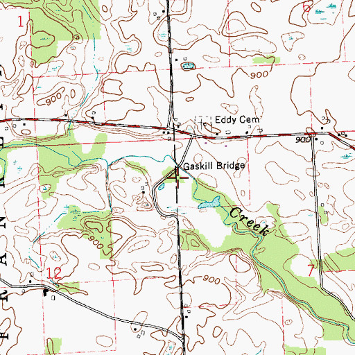 Topographic Map of Gaskill Bridge, IN