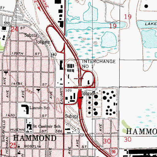 Topographic Map of Interchange Number 1, IN