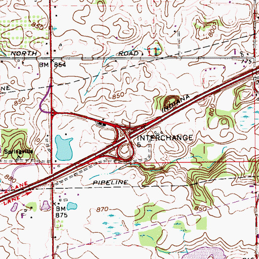 Topographic Map of Interchange 5, IN