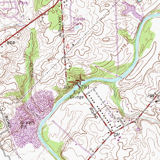 Topographic Map of Ely Bridge, IN